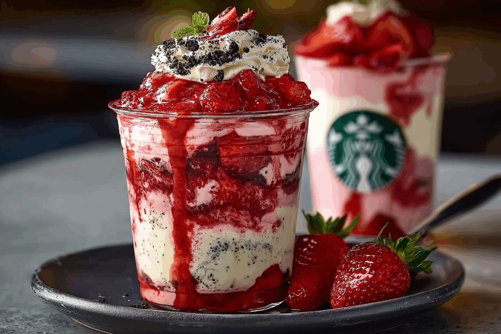 Starbucks-Style Strawberry Oreo Cheesecake Frappuccino