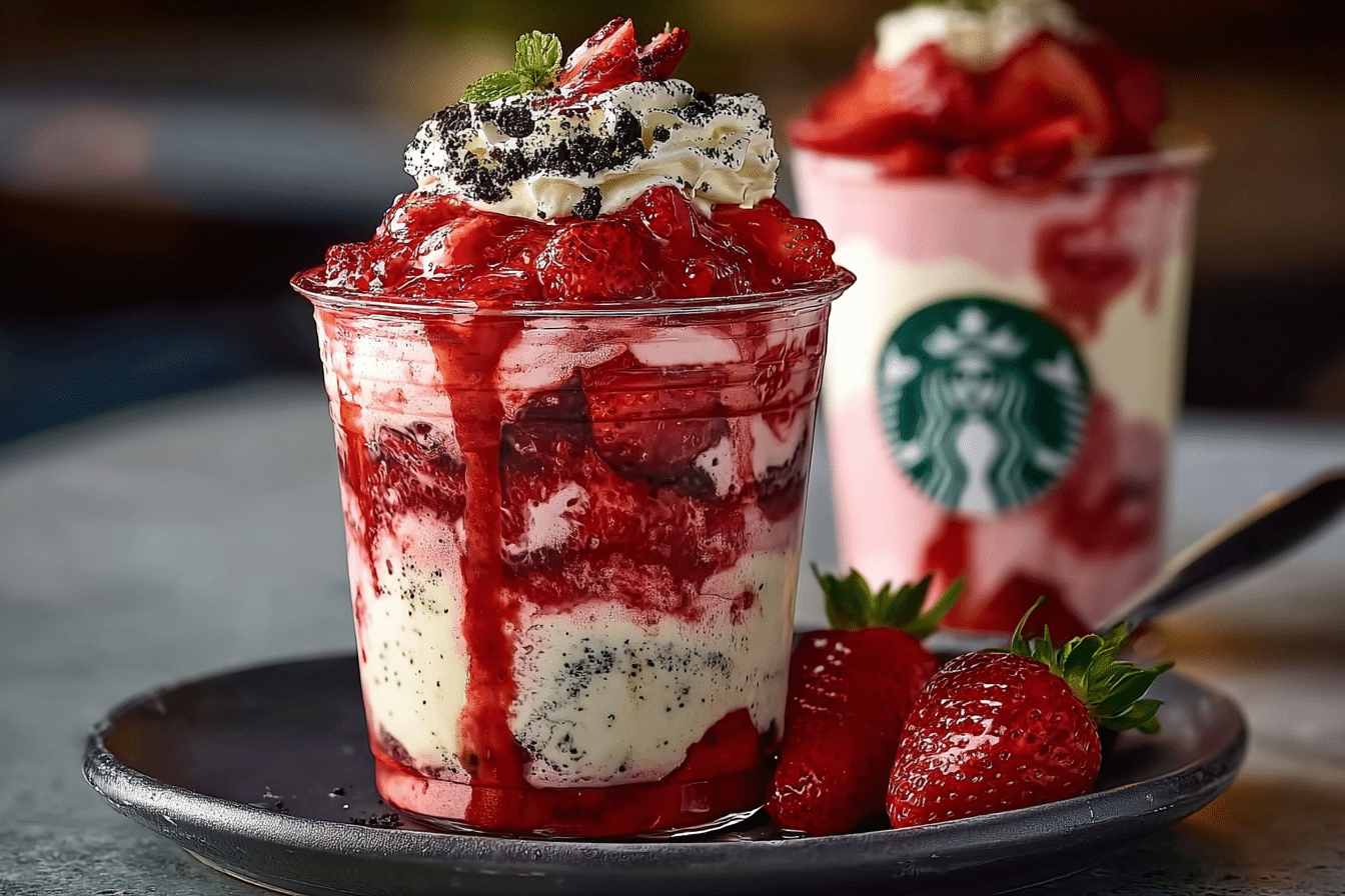 Starbucks-Style Strawberry Oreo Cheesecake Frappuccino