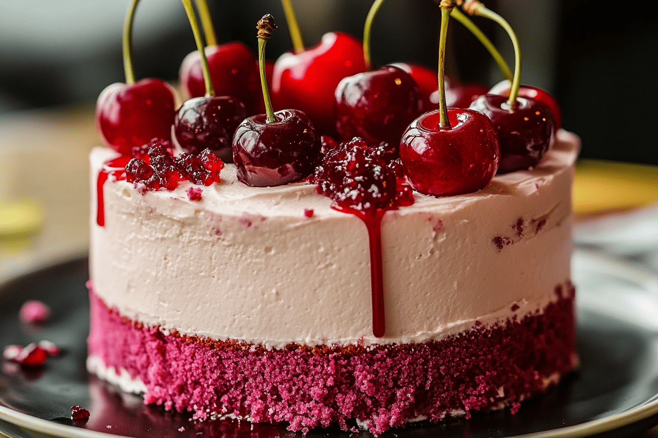 Cherry Cake with Cherry Cream Cheese Frosting
