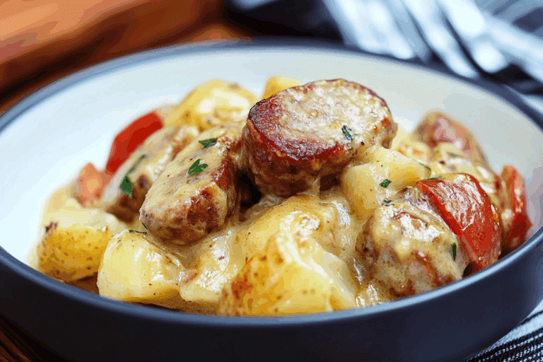 Creamy Slow Cooker Sausage and Potatoes