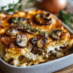 Breakfast Strata with Mushrooms & Caramelized Onions