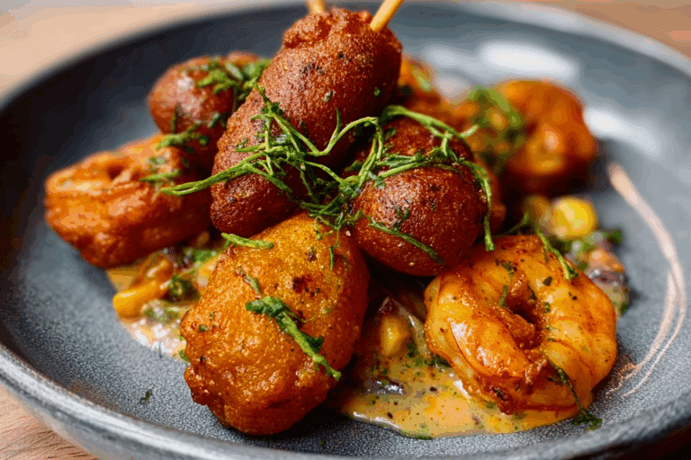 Sausage Shrimp Cajun Corndogs