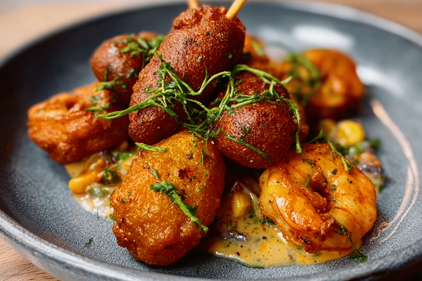 Sausage Shrimp Cajun Corndogs