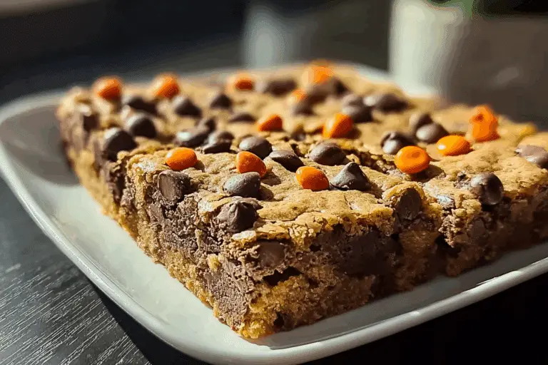 Reece’s Pieces Chocolate Chip Cookie Bars
