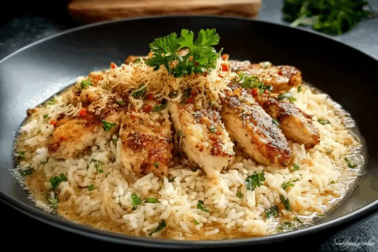 Chicken Scampi with Garlic Parmesan Rice