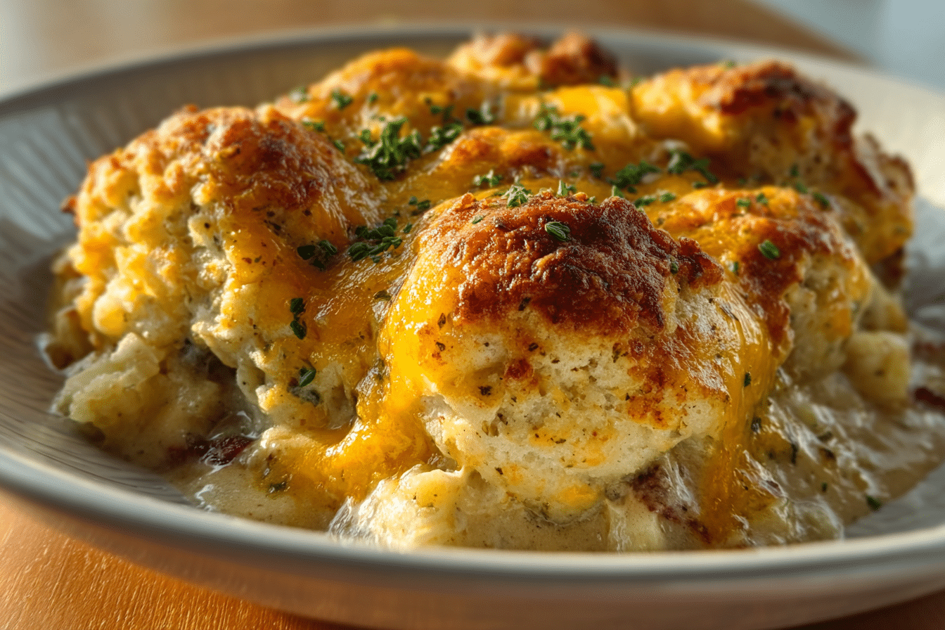 Biscuits Gravy Hashbrown Casserole