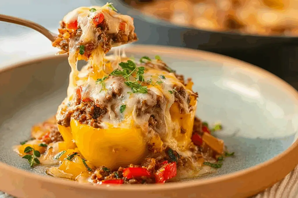 Cheesy Stuffed Pepper Beef Casserole