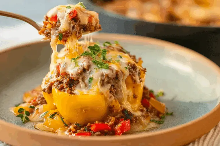 Cheesy Stuffed Pepper Beef Casserole