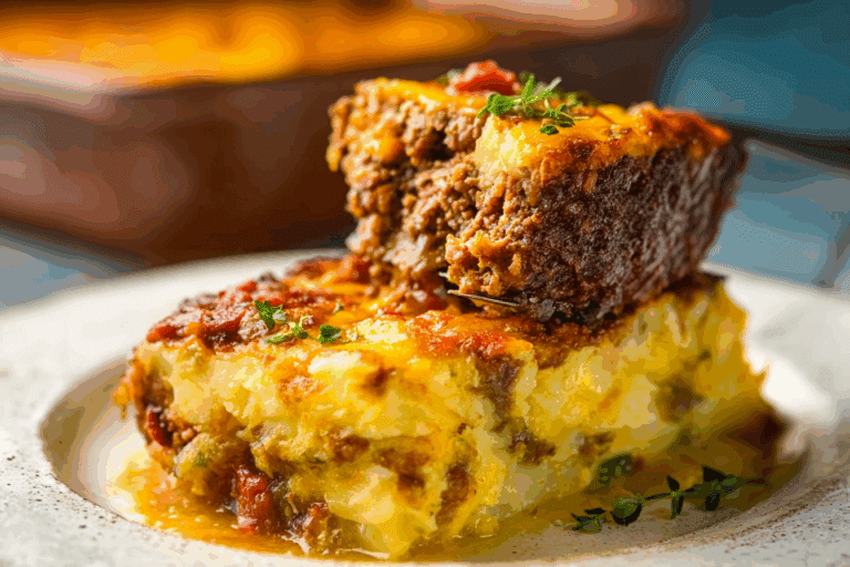 Cowboy Meatloaf and Potato Casserole