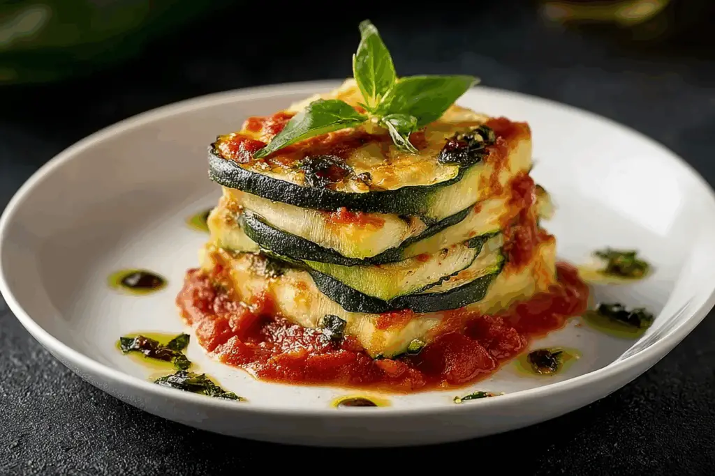 Layered Zucchini Ricotta Melts with Marinara