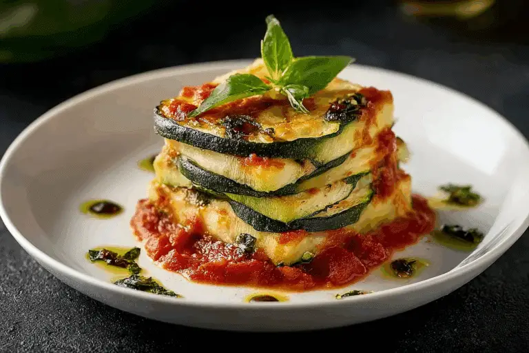 Layered Zucchini Ricotta Melts with Marinara