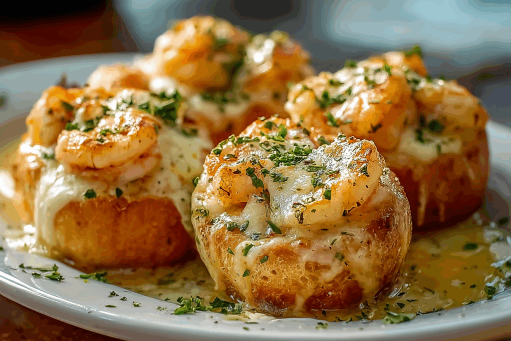 Crabby Shrimp-Stuffed Garlic Bread Bombs
