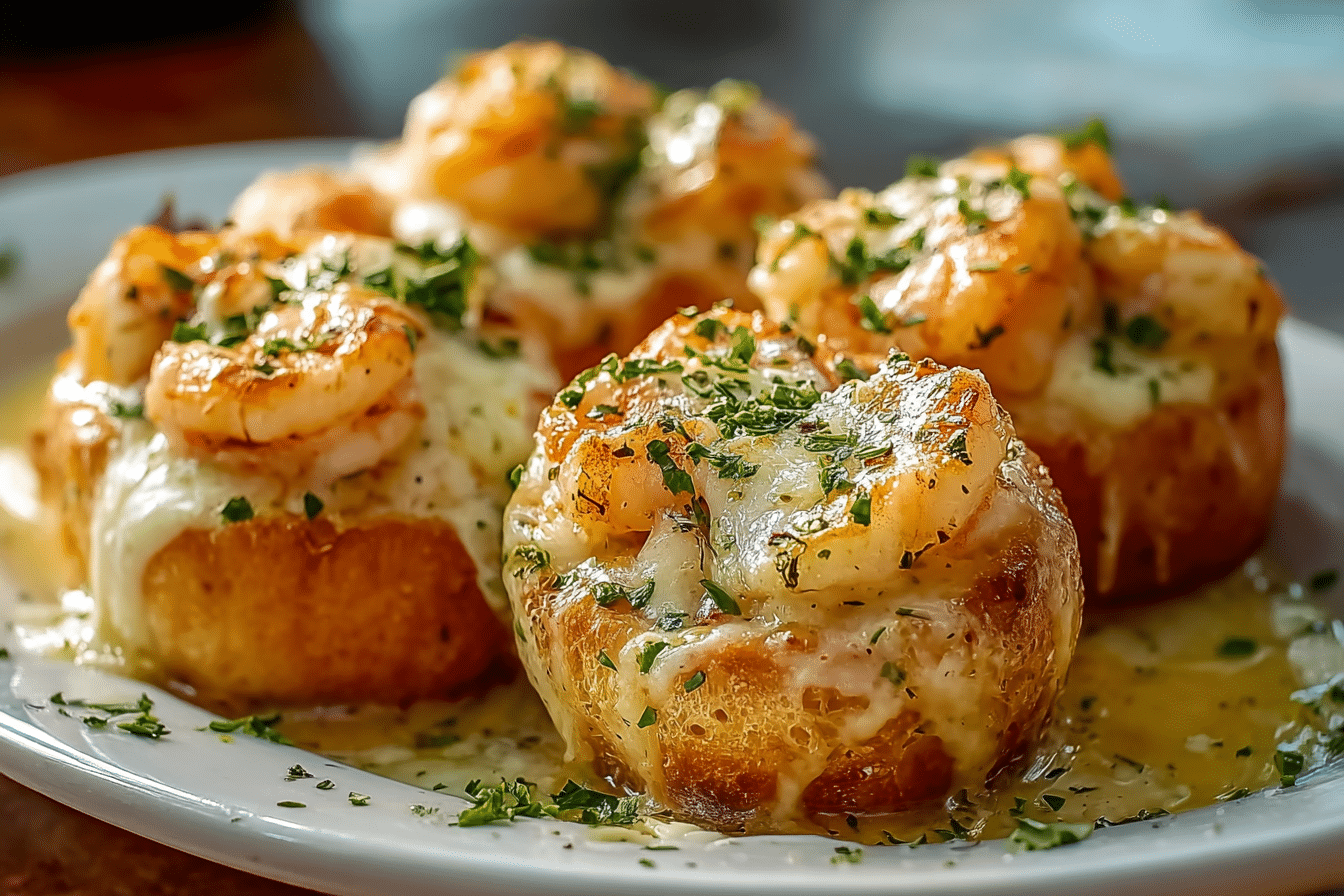 Crabby Shrimp-Stuffed Garlic Bread Bombs