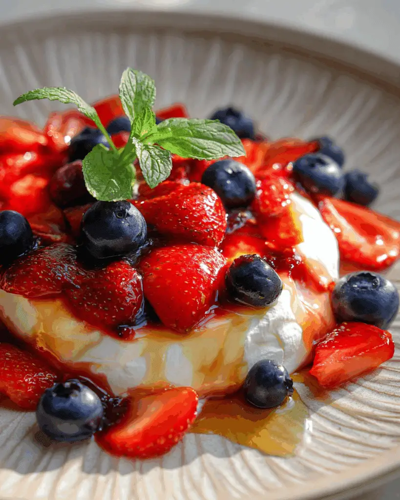 Baked Brie with Honey-Lemon Strawberries & Blueberries