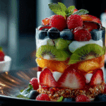 Layered Rainbow Fruit Parfait Tower