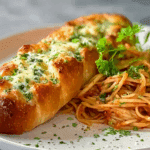Cheesy Spaghetti Garlic Bread