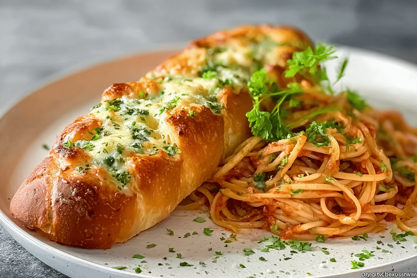 Cheesy Spaghetti Garlic Bread