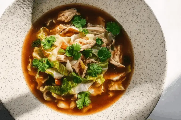 10-Minute Asian Chicken & Cabbage Soup
