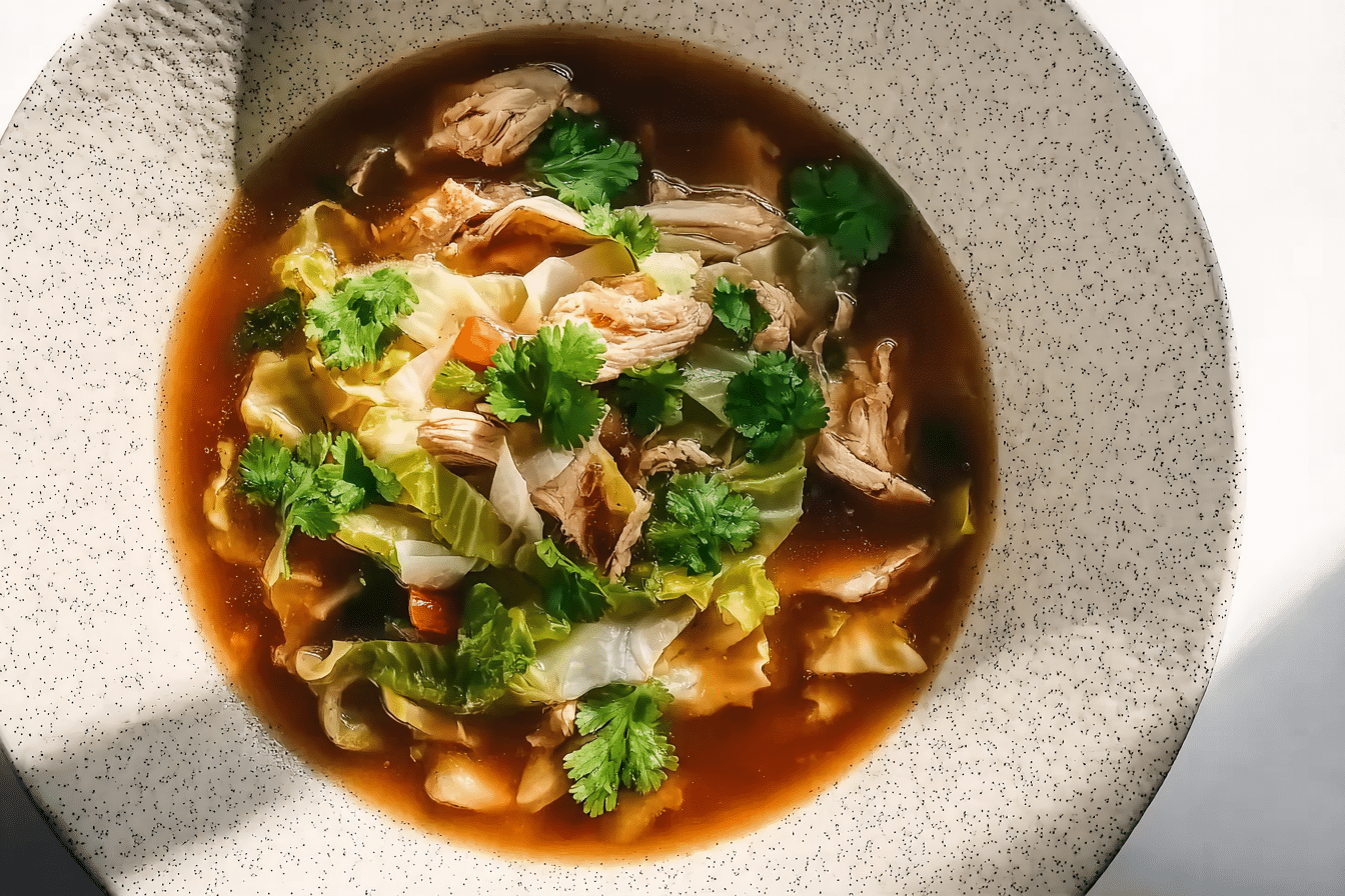 10-Minute Asian Chicken & Cabbage Soup