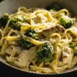 Creamy Garlic Chicken Alfredo with Broccoli & Fettuccine