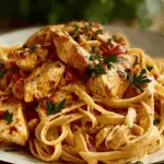 Creamy Mozzarella Chicken Linguine in Garlic Cajun Butter