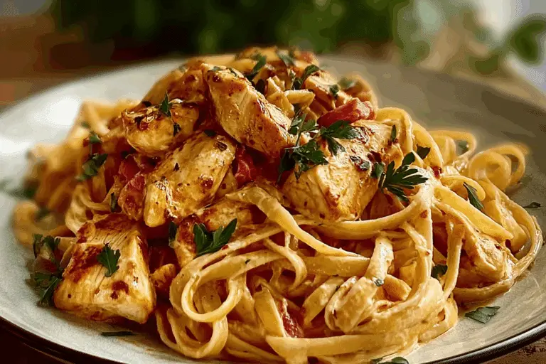 Creamy Mozzarella Chicken Linguine in Garlic Cajun Butter