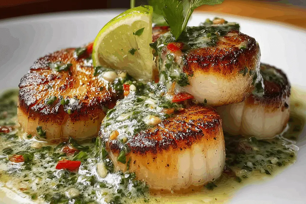 Sizzling Scallops with Lime-Cilantro Butter Sauce