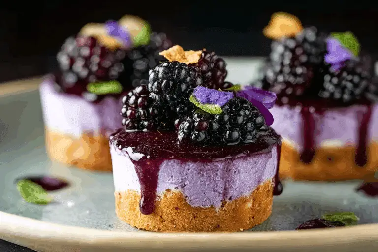 Mini Blackberry Lavender Cheesecakes