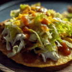 Cheesy Tostadas with Lettuce and Sauce