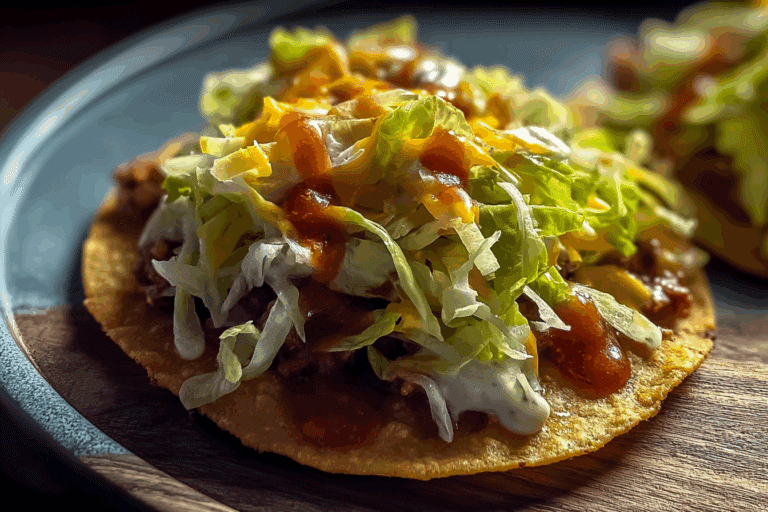 Cheesy Tostadas with Lettuce and Sauce