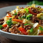 Healthy Chinese Ground Beef & Cabbage Stir Fry