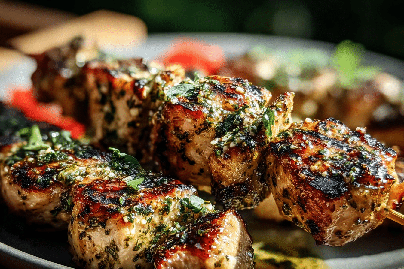 Grilled Ranch Garlic Parmesan Chicken Skewers