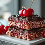 Chocolate Covered Cherry Rice Krispies Treats
