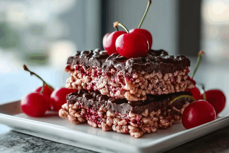 Chocolate Covered Cherry Rice Krispies Treats