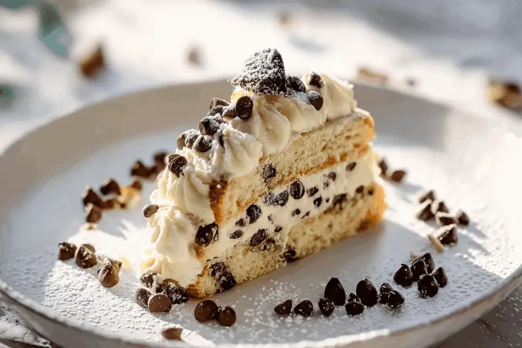 Creamy Cannoli Cake with Chocolate Chips