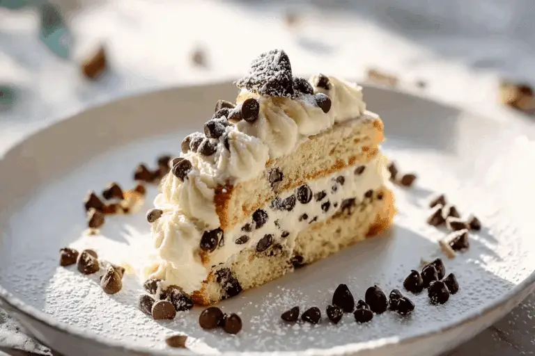 Creamy Cannoli Cake with Chocolate Chips