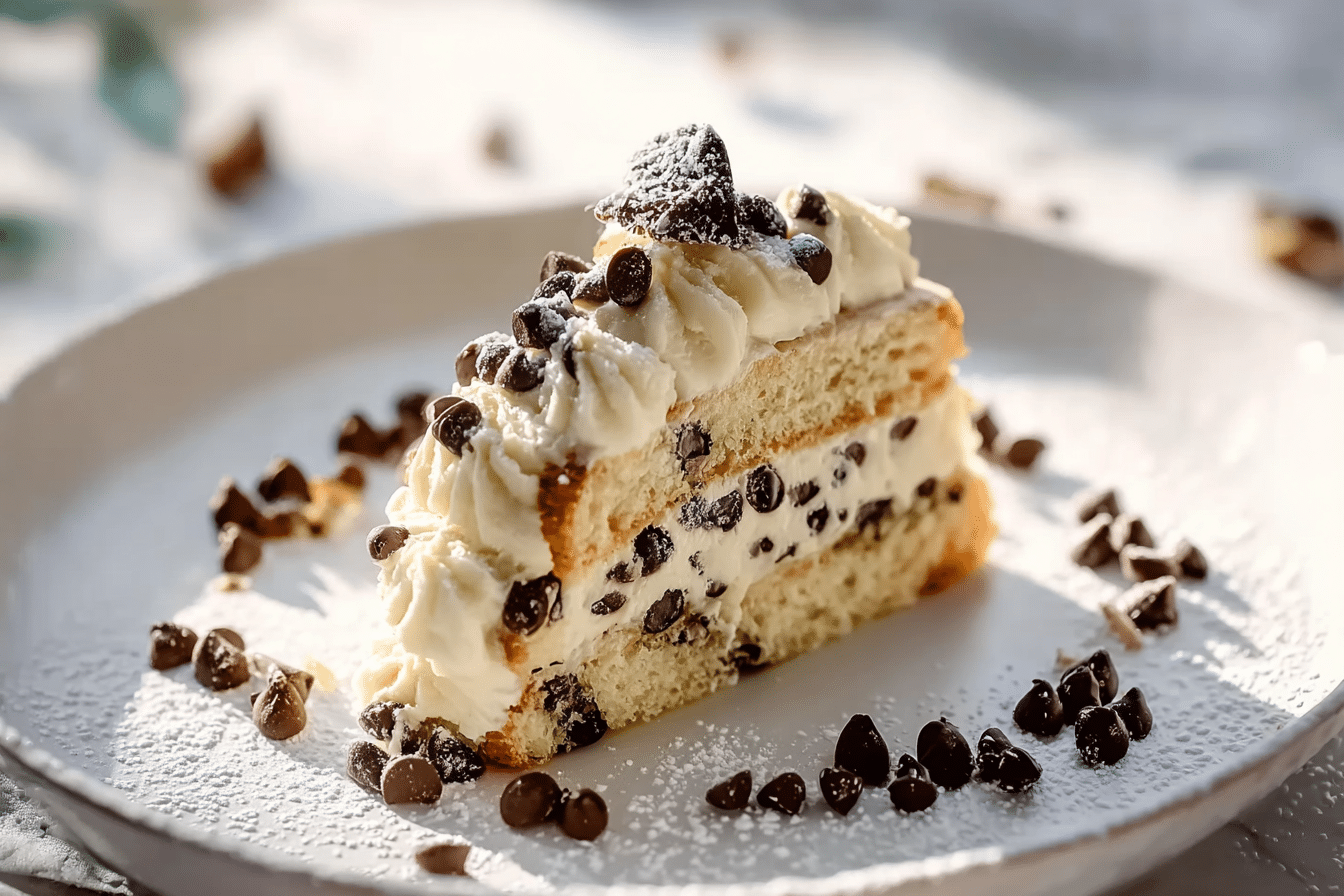 Creamy Cannoli Cake with Chocolate Chips