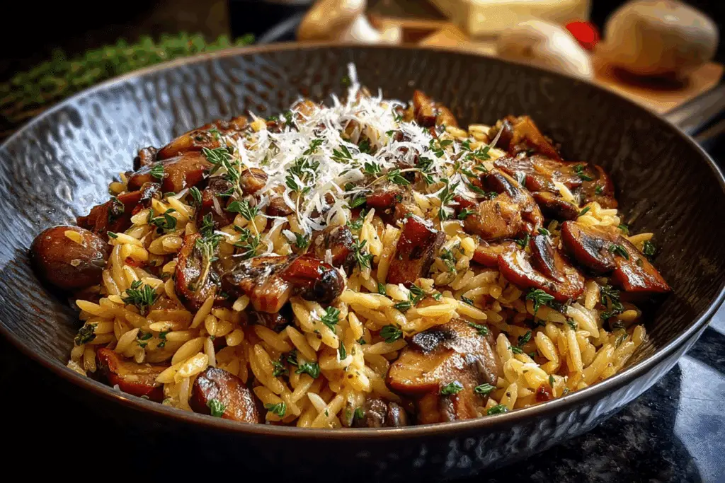 Mushroom & Parmesan Orzo Skillet with Thyme