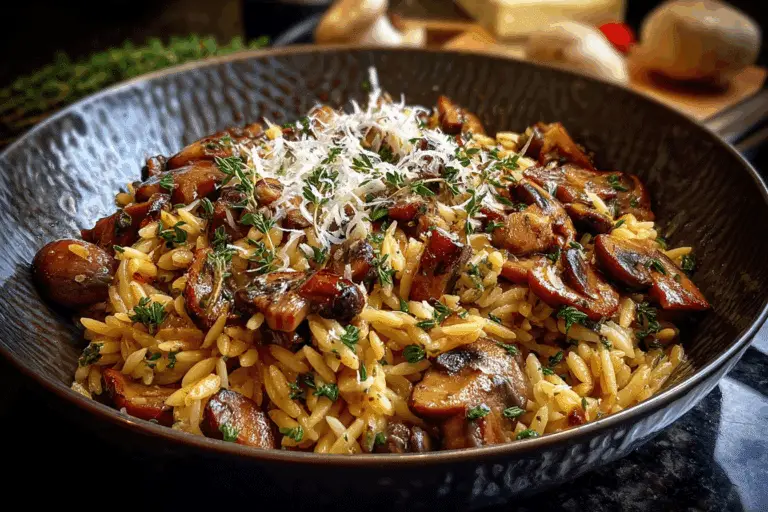 Mushroom & Parmesan Orzo Skillet with Thyme
