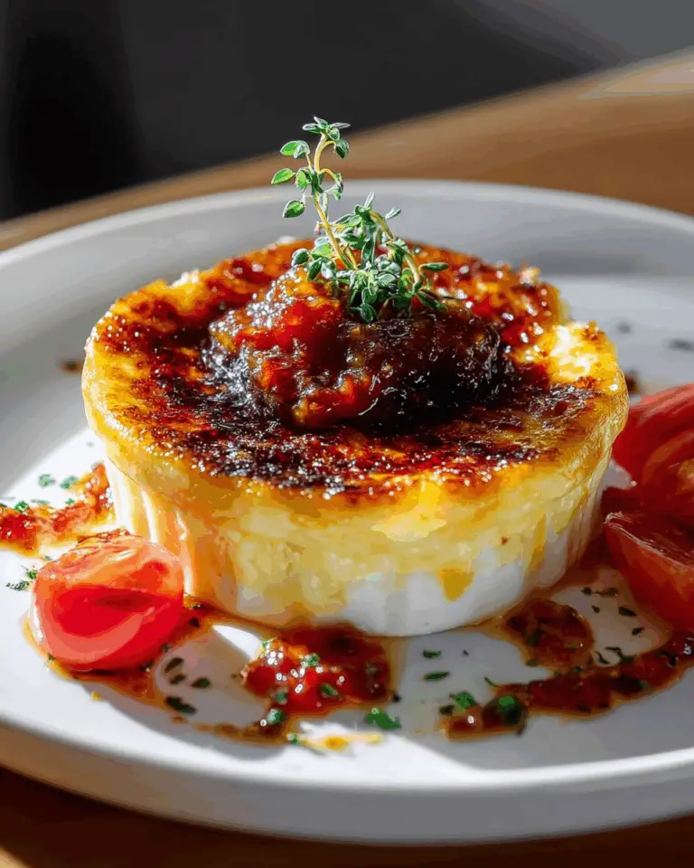 Savory Parmesan Crème Brûlée with Balsamic Tomato Jam - DairiesFood