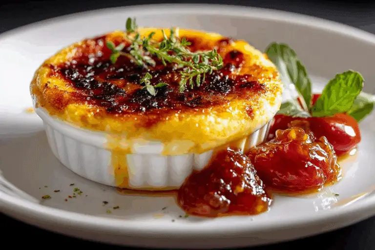 Savory Parmesan Crème Brûlée with Balsamic Tomato Jam