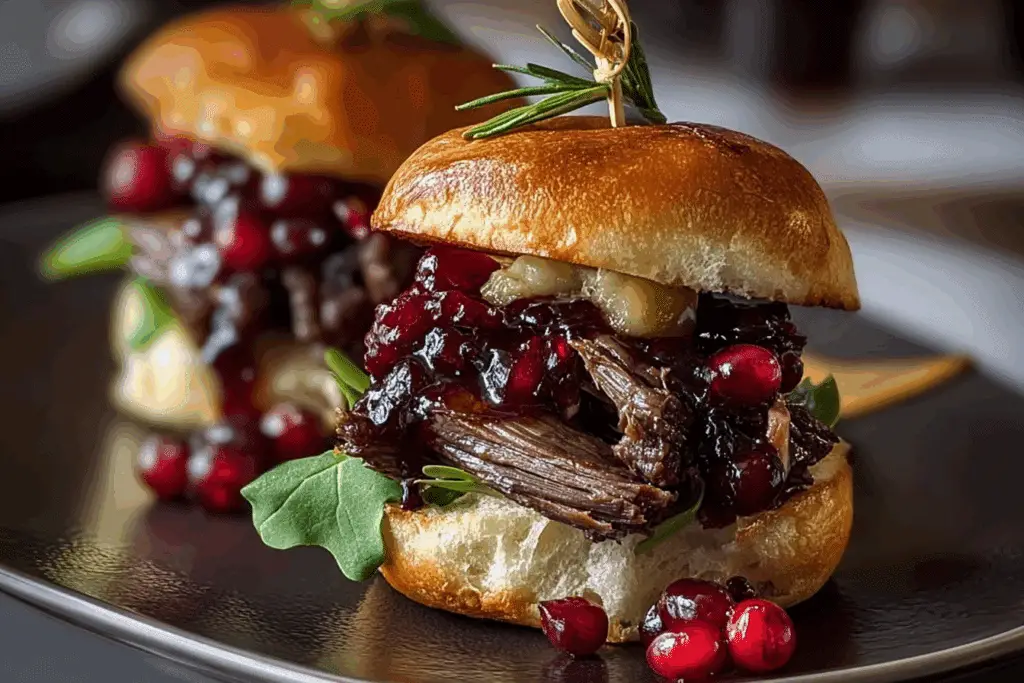 Short Rib Sliders with Balsamic Cranberry Sauce