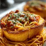 Spaghetti Stuffed Garlic Bread