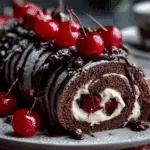 Chocolate Cherry Roll Cake Delight