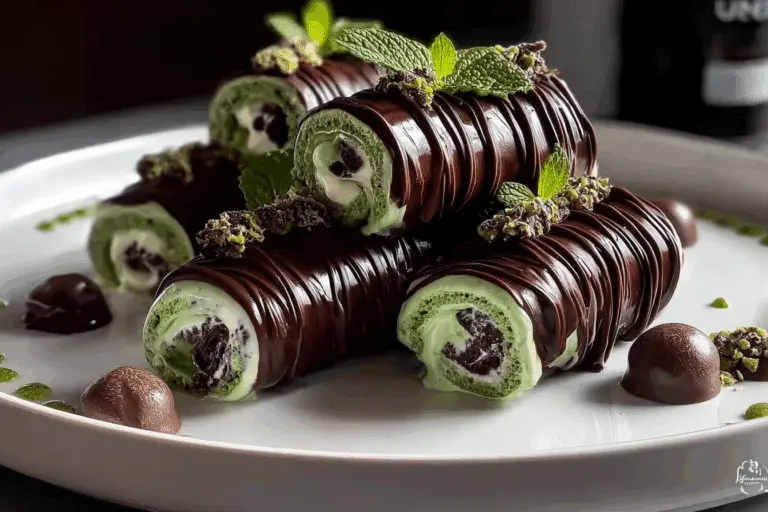 Chocolate Mint Ice Cream Rolls