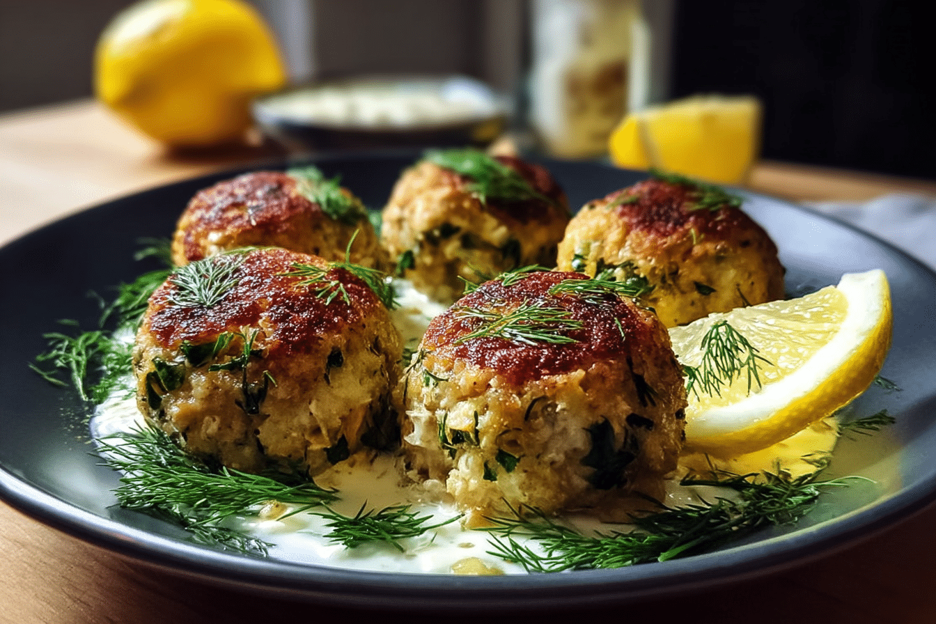 Ricotta-Stuffed Lemon Chicken Meatballs with Dill