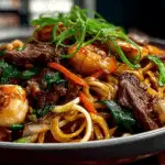 Steak & Shrimp Stir-Fried Noodles