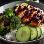 Sweet & Savory Teriyaki Chicken Bowl with Rice, Broccoli & Crisp Cucumber