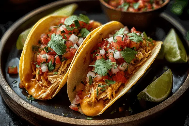 Slow Cooker Chicken Tacos with Salsa Queso