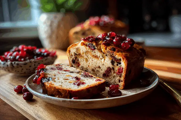No-Knead Cinnamon Cranberry Breakfast Loaf